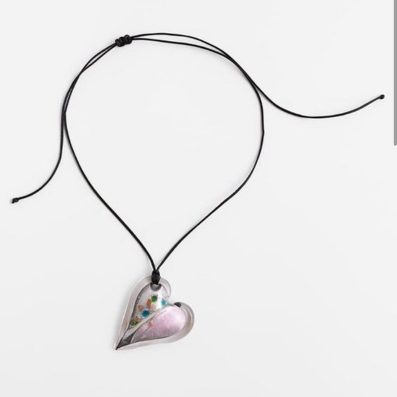NWB - Zara Women’s Cosmic Glass Collection Heart Shaped Necklace - Picture 3 of 10